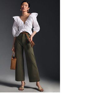 Anthropologie The Colette Cropped Wide-Leg Ponte Pants size 27